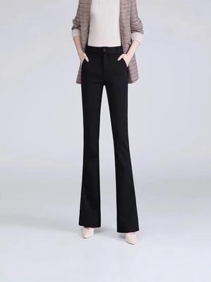 Women's High Waist Black Flared Trousers - Slimming Micro Flare Suit Pants for Spring & Autumn