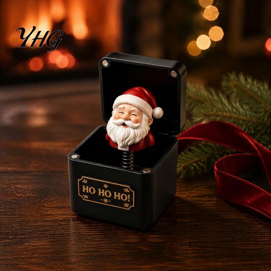 Holiday Party Supplies Christmas Magic Gift Box, Spring-Loaded Pop-Up 3D Santa Claus Figurines Snowman Angel Elk Trick Box for Xmas Parties,