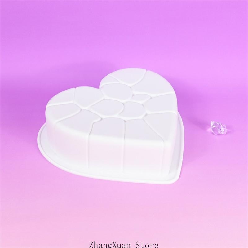 3XUF Crack Heart Silicone Molds Mousses Cake Mould Making Soap Molds