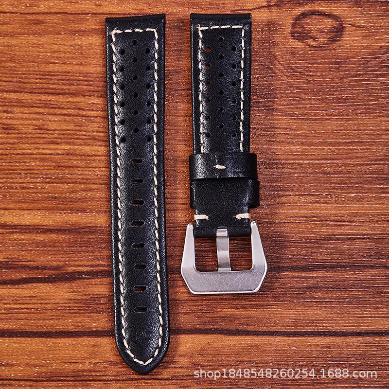 The First Layer Of Needle Pattern Leather Strap Is Suitable For Pena L Sea 18Mm 26Mm Perforated And Breathable Retro Strap.