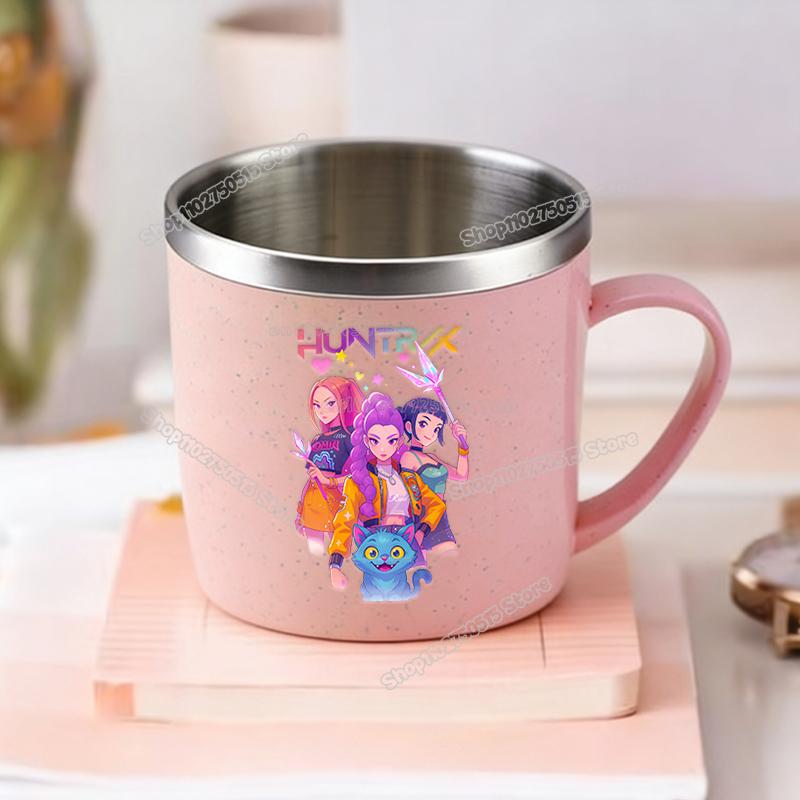 KPop Demon Hunters Children Home Water Cups Cartoon Stainless Steel Milk Mugs School Office Coffee Tea Adorable Girl Drink Cups