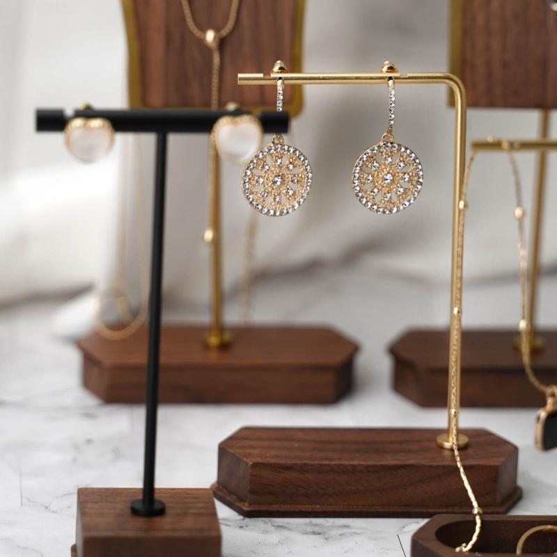 Jewelry Display T-Shape Bar Earrings Show Stand Shelf Wood Rings Holder Rack Jewelry Organizer for Home Decoration