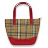 Used BURBERRY Handbag canvas/leather Red beige Nova Check