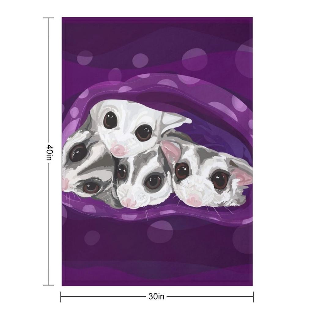 Adorable Sugar Glider Digital Artwork, Cuddle Gliders Throw Blanket Bed Summer Cute Blankets For Sofas Blankets