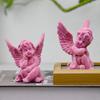 Set Of 2 Little Angel Resin Statue Indoor Home Decor Cute Angel Sculpture Memorial Figurine