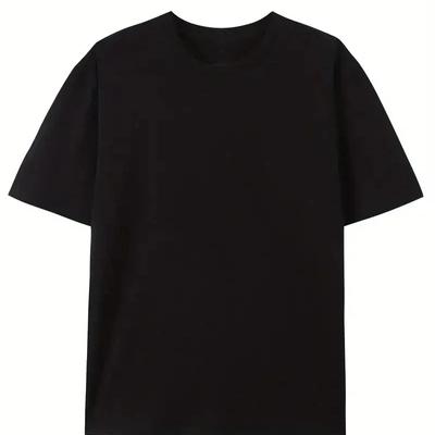 Men's Summer British Printed Casual Loose T-shirt  Black Printed Round Neck Fashion Short Sleeve Y2K Large T-shirt Top#Color