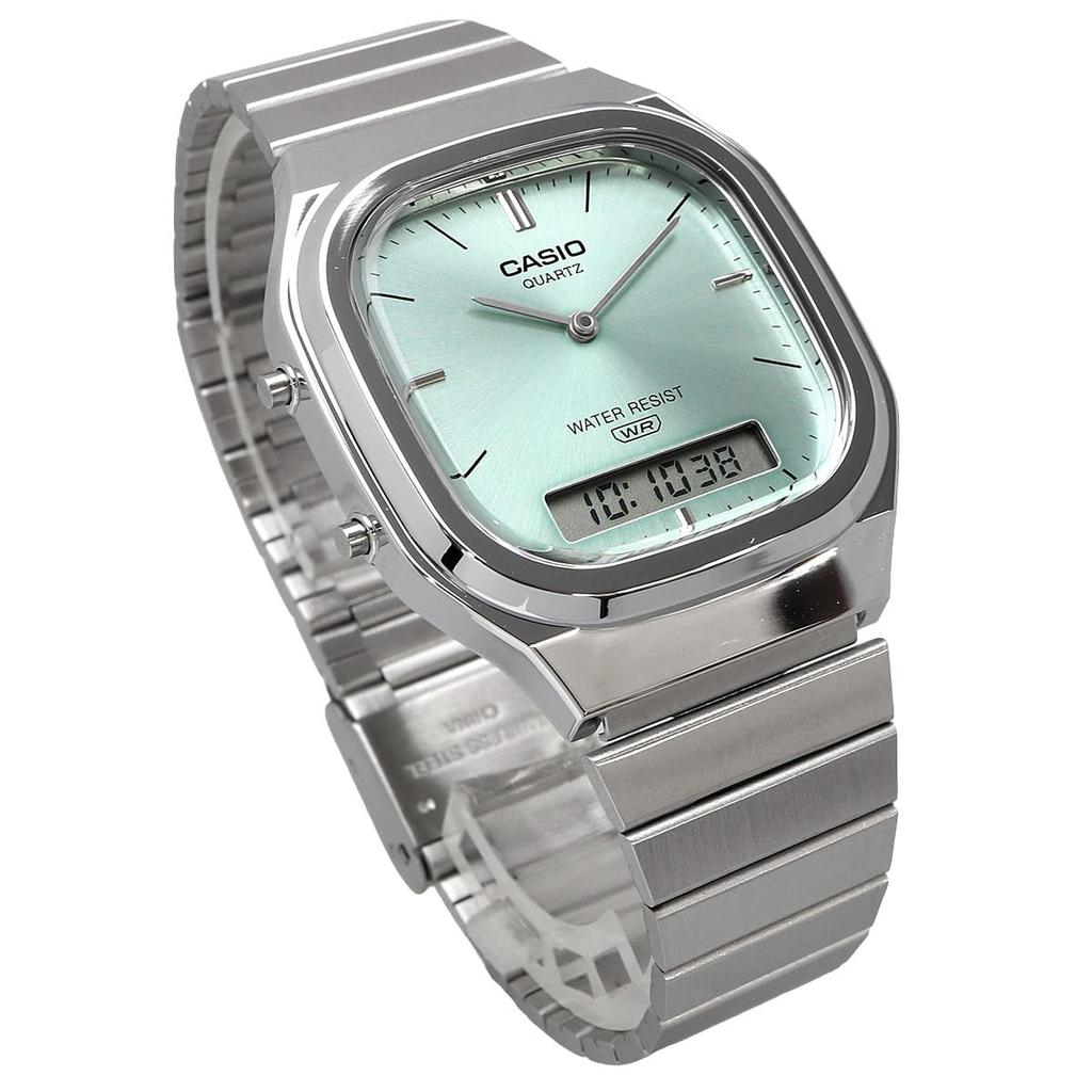 CASIO Quartz Watch Edgy Collection Unisex Dual Time Bluish Green Overseas Model [Casio] Analog-Digital AQ-240E-2A