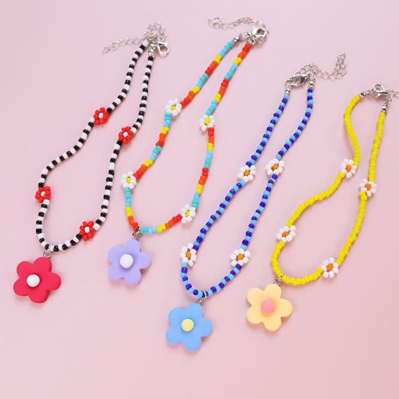 Pet Collar Cats Dogs Floral Beaded Handmade Charm Adjustable Safety Buckle Necklace Small Medium Pets