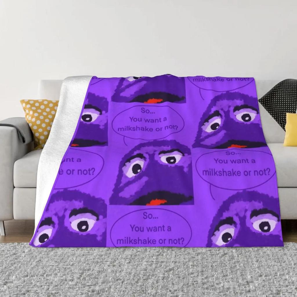 Order Up - Grimace Throw Blanket Comforter Blanket Vintage Blanket