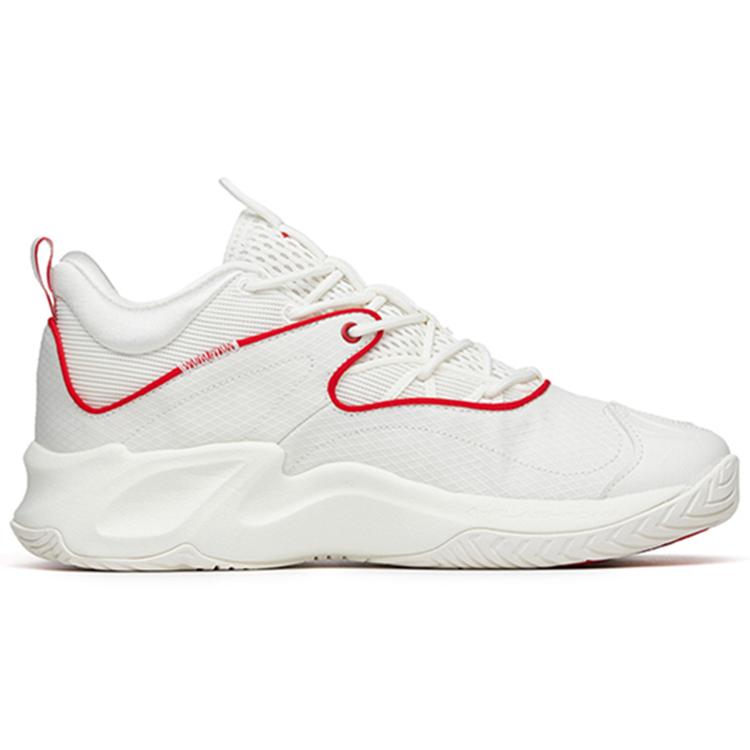 New Anta Airspace 3 Cushioning Anti Slip Wear Resistant Breathability Low Top Basketball Shoes Men's White Red 112211608-4