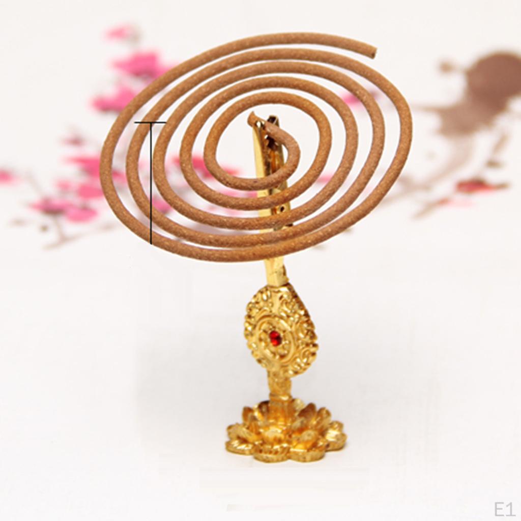 Religious Brass Clip Holder w/ Flower Coil Stick