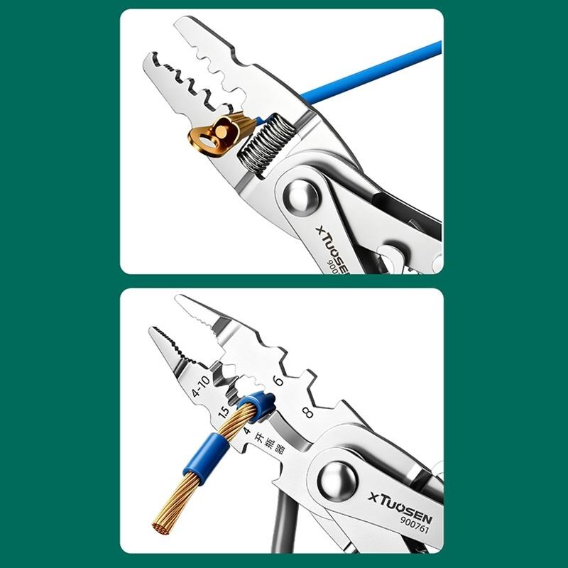 Electrician Tool Double-Head Multi-Purpose Wire Crimping Pliers Cold Press Terminal Pliers Multi-Function Stripping