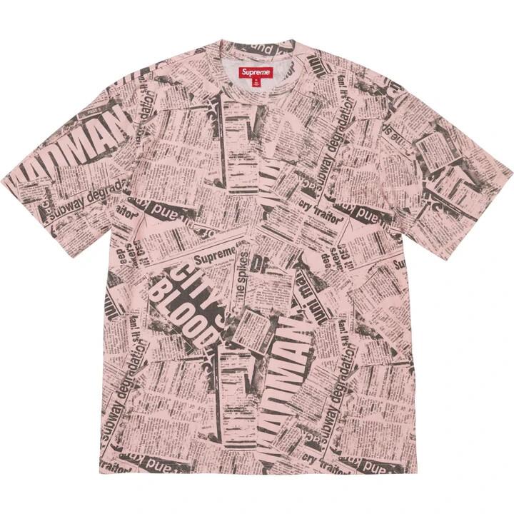 Supreme Newspaper S/S Top Pink XL