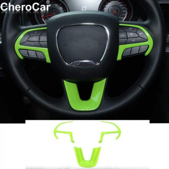 Green Steering Wheel Trim Cover for 15-20 Dodge Challenger/Charger/ Durango/SRT8