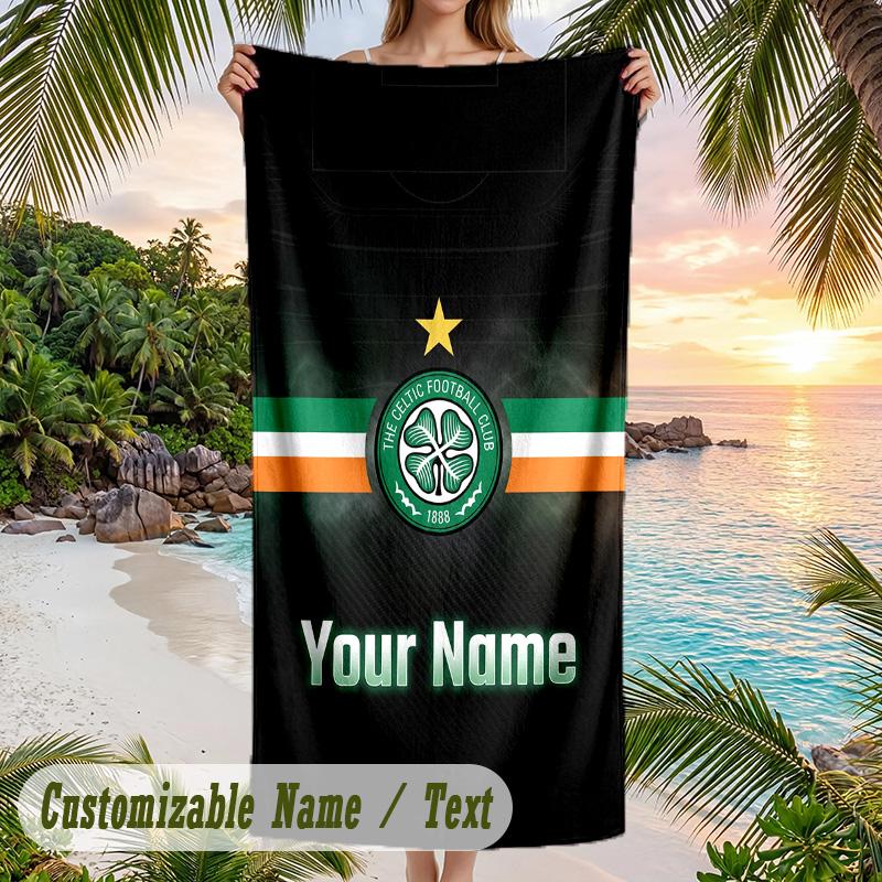 Beach Towel Celtic FC Print Custom Name Text Soft Towel for Swimming Pool
