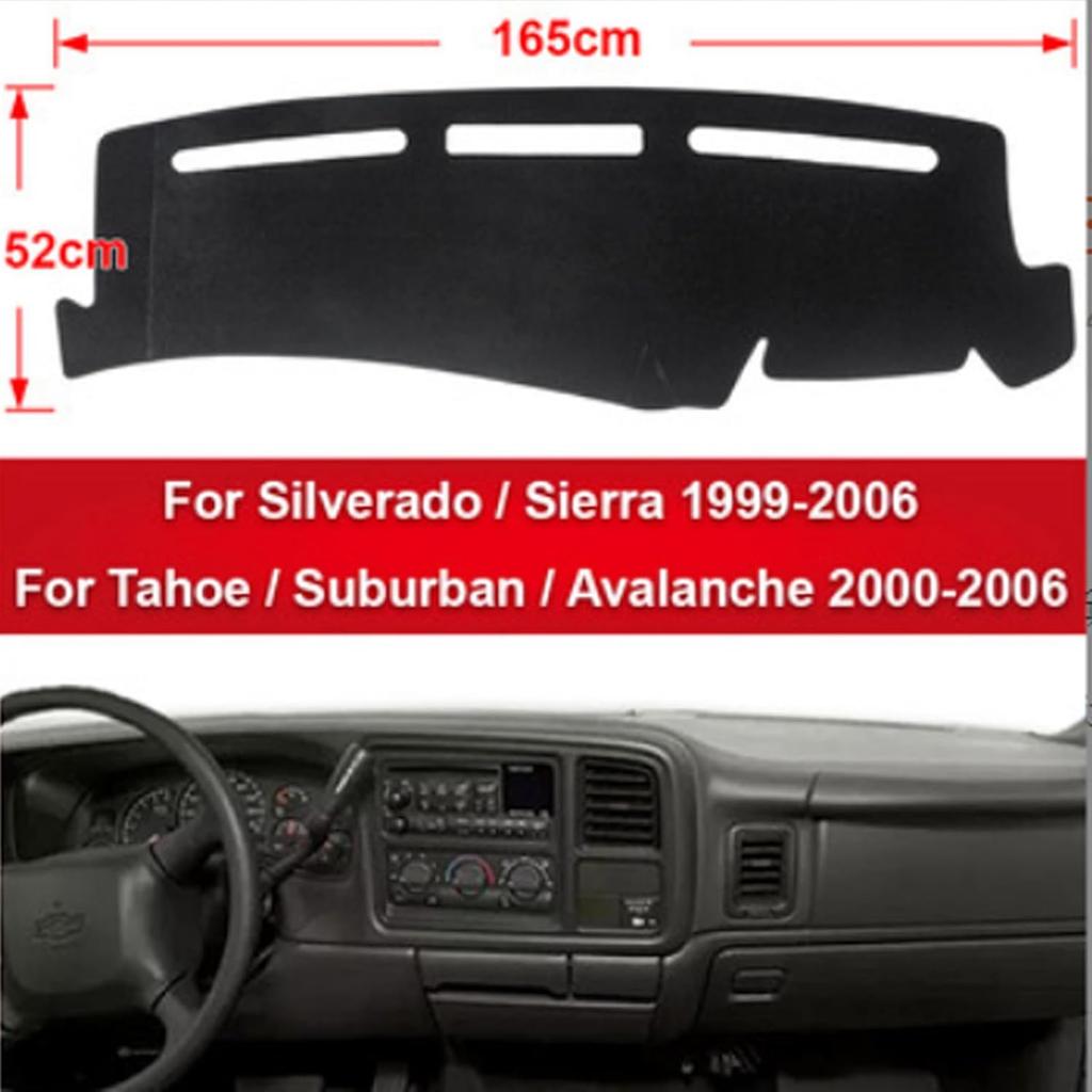 1999-2006 Chevrolet Silverado/Tahoe/Suburban GMC Sierra Trument Panel Mat, For Trument Panel Cover Covered With Anti-Slip With Sun Glare UV Light