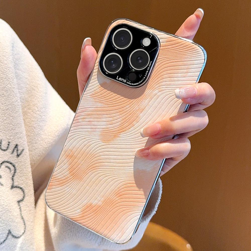 

For iPhone 16 Pro Max Case Electroplated Watercolor PC+PU Leather Phone Back Cover Light Purple