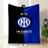 Inter Milan Logo Warm Blanket with Champion Design Flannel Blanket for Bedroom, Living Room, Sofa, and Nap.