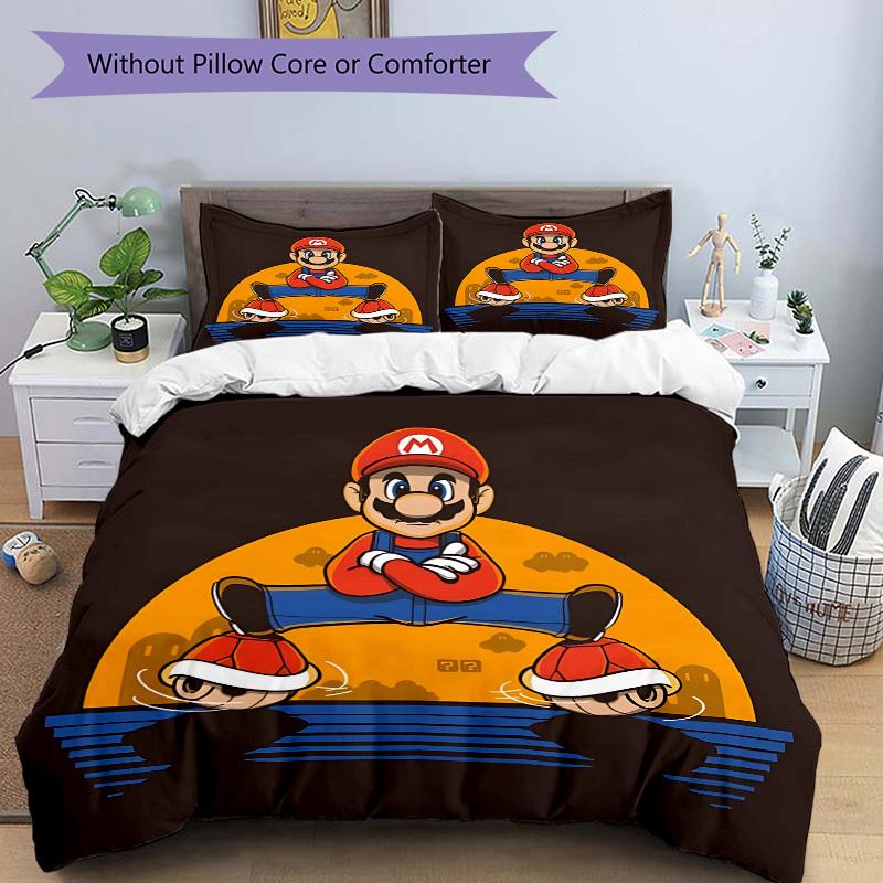 3pcs bedding set Mario Includes 1 Comforter + 2 Pillowcases, Without Pillow Inserts, Soft Comfortable,a0909163