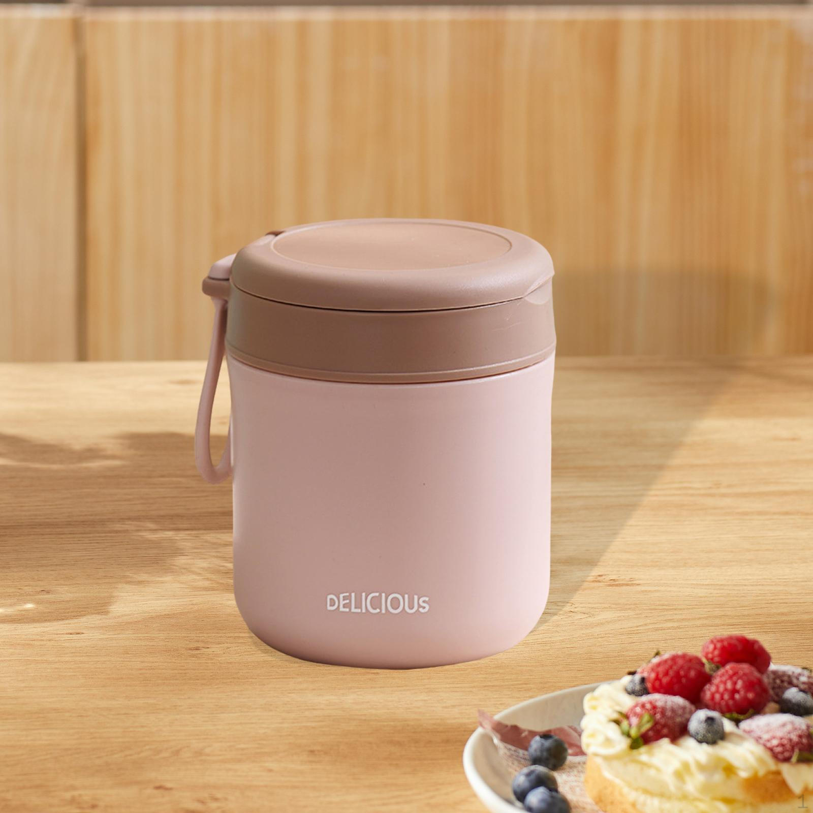 Insulated Soup Cup 430ml, Wide Mouth Lunch Containers, Vacuum Food Jar, Container розовый