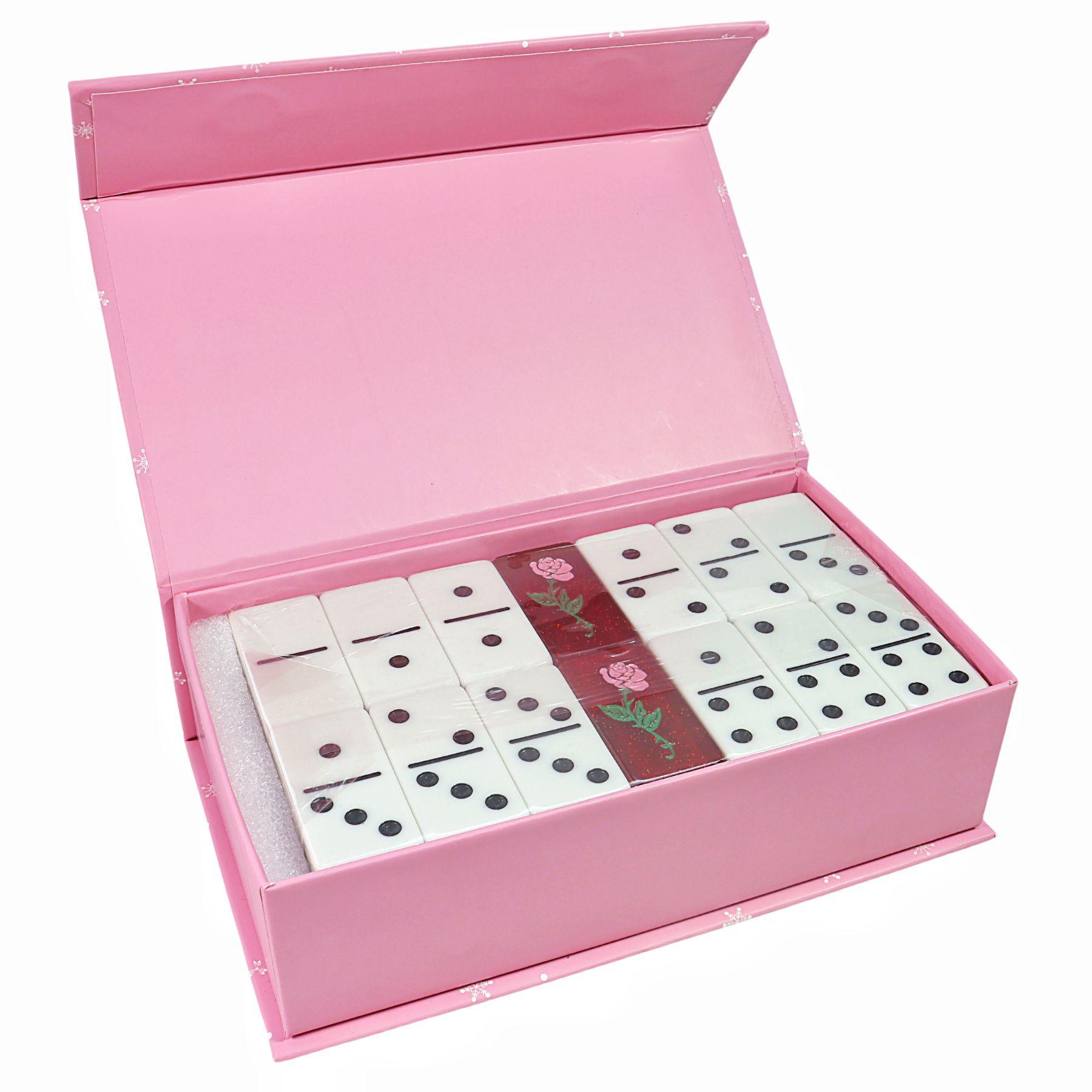 

Two-Color Layered Acrylic Dominoes Mahjong Set with Multicolor 3D Logo Engraving