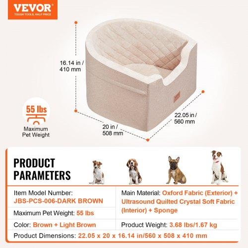 VEVOR Dog Car Seat, Waterproof Dog Booster Seat for Car with A Storage Pocket, Clip-On Safety Leash and Sponge Filling