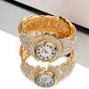 Elegant Quartz Zircon Wrist Watch Clock Open Bangle Watches Light Luxury Crystal Watches  Gifts