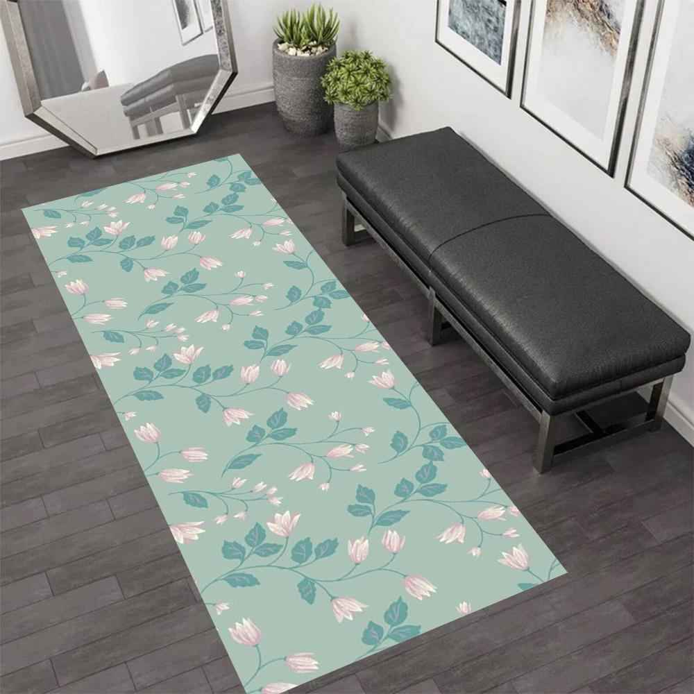 

Vintage Floral Runner Rug Romantic Boho Flower Pattern Carpet Soft Non-Slip Hallway Mat for Living Room Bedroom Entryway 40X120CM