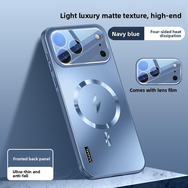

Magnetic Frosted iPhone 17 Pro Max 17pro Case with Heat Dissipation Full Protection for iPhone 17 Air Camera iphone Air синій