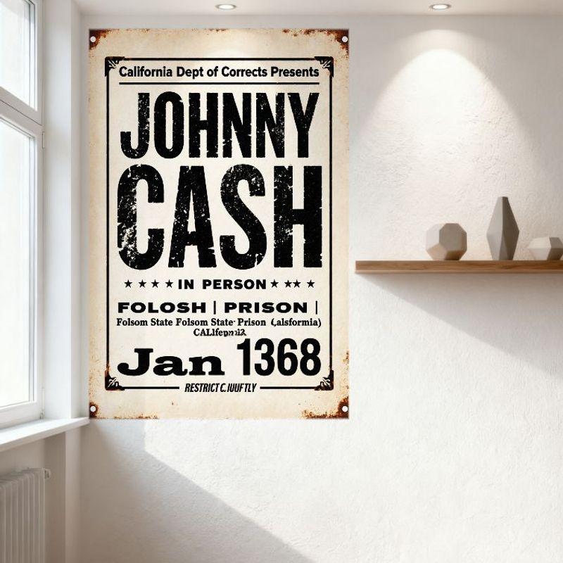 Vintage Johnny Cash Folsom Prison Konzert Metallblechschild Retro Abgenutzte Wanddekoration für Bar Pub Haus Café