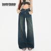BEAUTIFUL WARDROBE Women's American Retro Wide-Leg Jeans