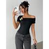 2025 Women's Elegant Simple Sloped Shoulder Top Women's T-Shirt
