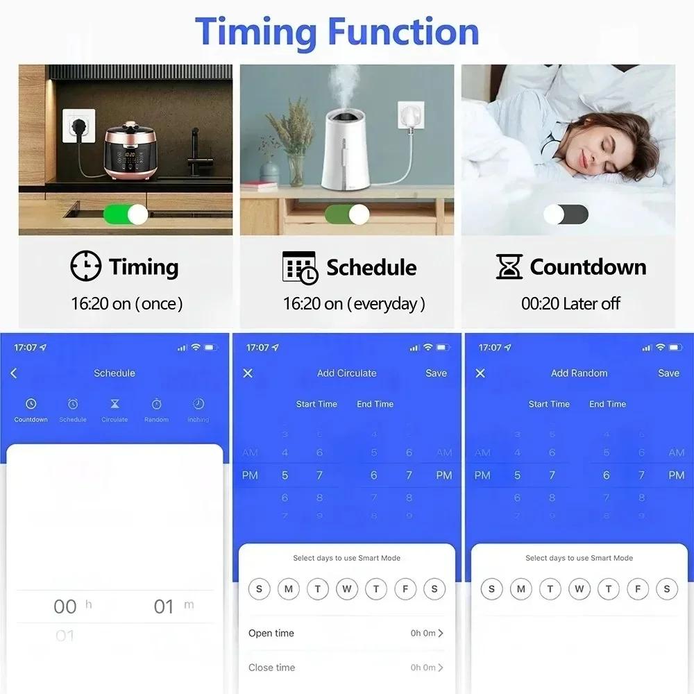 Tuya WiFi RF433 Smart Socket 16A Plug With Power Monitor Timing Function Voice Control for Alex Google Home Wireless Wall Switch
