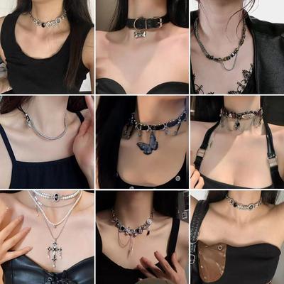 Dark Subculture Leather Collar Punk Street Sweet Cool Babes Necklace Necklace Collarbone Chain Tide