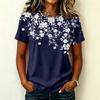 Women's Casual Raglan Sleeve Floral Print Short Sleeve Top Round Neck Lightweight Blouse Soft Fabric Relaxed Fit Summer Shirt