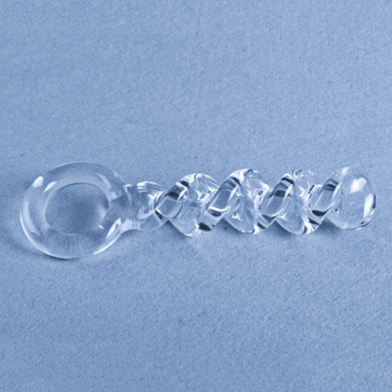 Transparent 7.9 Inch Screw Pleasure Wand Glass Plug