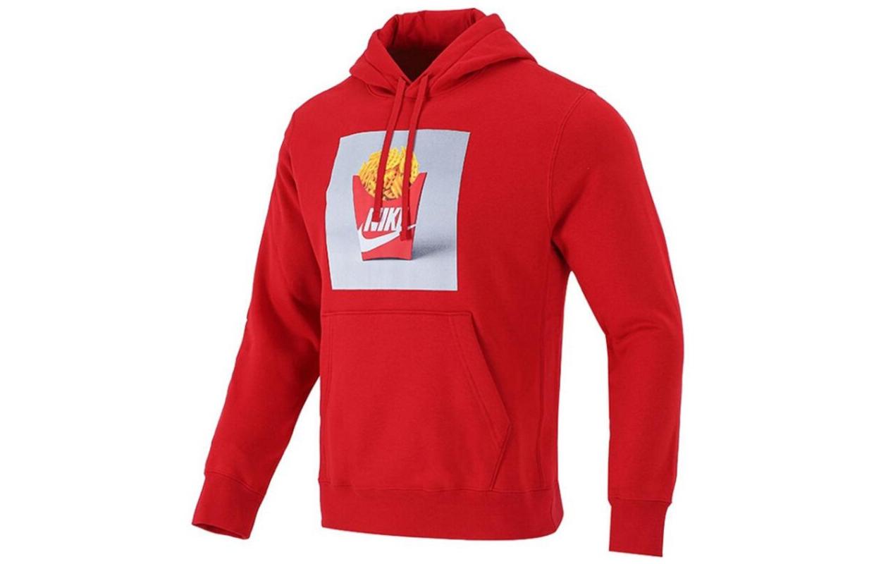 

Nike Sportswear Shoe Box French Fries Print Brushed Thickened Thermal Sports Fleece Lined Hooded Pullover Sweatshirt DM2275-657 S