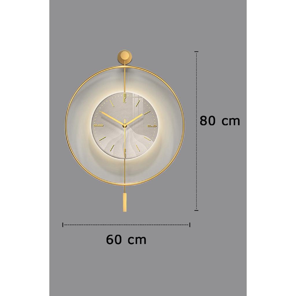 Led Crystal Glass Tiktok 60 Cm Gold, Modern Decorative Pendulum Metal Wall Clock