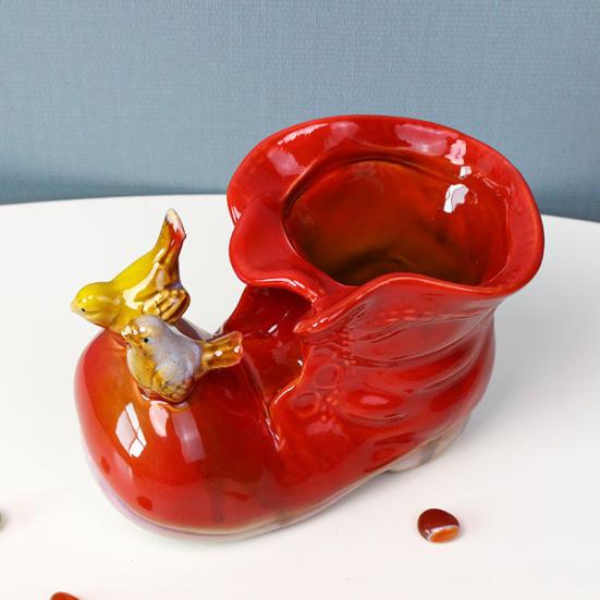 Ceramic Bird Boot Planter Pot Pen Holder Colorful Shoes Flowerpot Succulents Herb Plants Container Home Balcony Garden Decoration