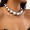 Elegant Large Pearl Necklace Set Exaggeration Neck Jewelry Big Ball Beads Chain Choker  Wedding