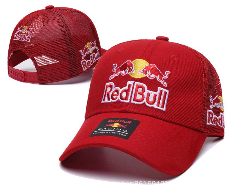 WJG Pretty Lente En Zomer Nieuwe Mesh Pet Geborduurde Red Bull Pet Snapback Heren En Dames Pet met Klep Buiten Veelzijdige Pet adjustable (54cm-62cm)