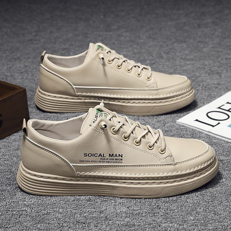 Schuhe für Herren Frühling Neu Lässig Wasserdicht Leder Panel Schuhe Vielseitig Herren Weiche Sohle Herrenschuhe