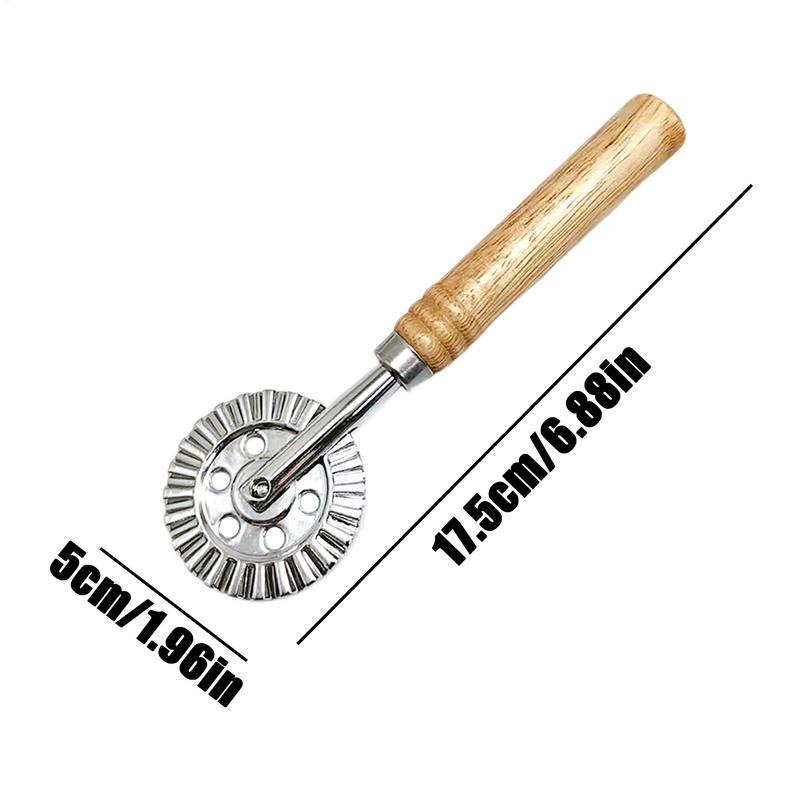 Pizza-Radschneider Wellenklinge Nudelteigroller mit Holzgriff Ravioli-Zange Teigroller für Knödel