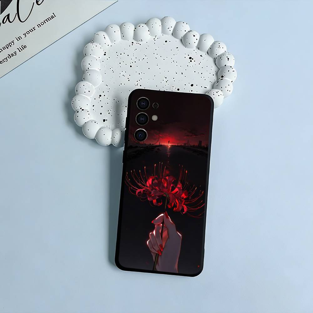 Tokyo-Red Spider Lily-Ghoul Black Soft Silicone Phone Case for Samsung S25, S24, S21, S22, S23, S30, Ultra, S20, Plus, FE, Lite