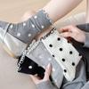 Sock Children's Summer Polka Dot Versatile Mid-calf Women's Socks with Earflaps and Mesh Eyelets, Pure Cotton Lightweight Style, Pile-up Socks