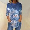 Women's Christmas Print Neck Three-Quarter Sleeve T-Shirt
