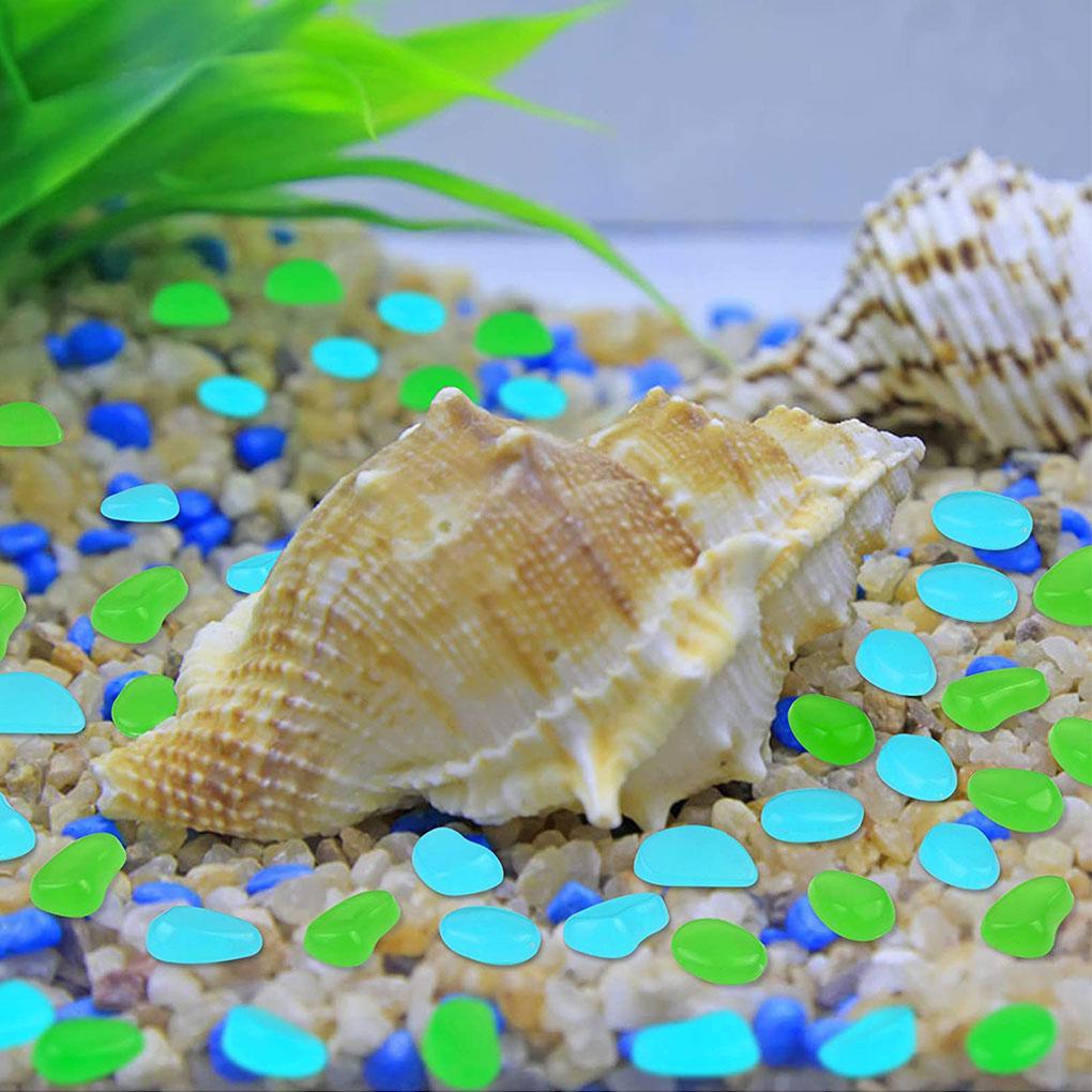 100pcs Small Stones Fish Tank Glowing Pebble Stones Aquarium Flower Pot Decorative Artificial Plastic Pebbles Home Decoration