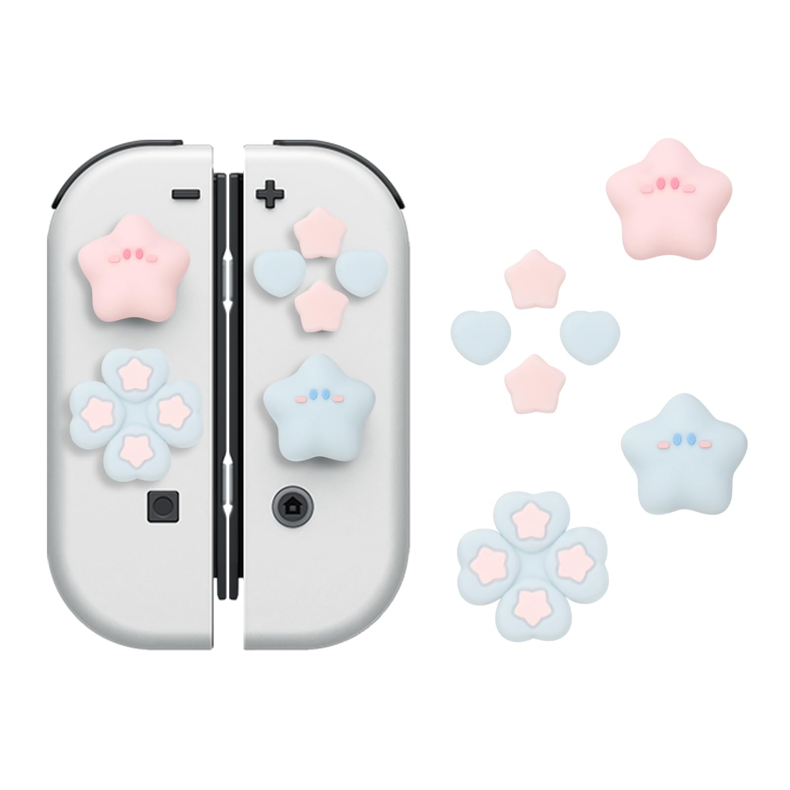 

YOCORE Ексклюзивний набір накладок для стіків, сумісний з моделлю OLED, легко встановлюється, накладки на аналогові стіки, ковпачки для великих пальців та D-пад Joy-Con &