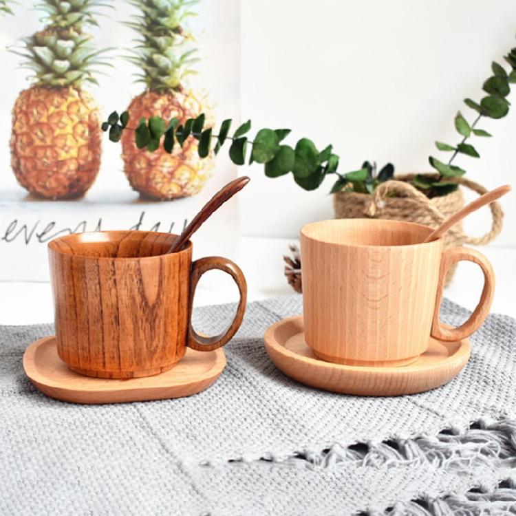 Wooden Mugs ECO Friendly Wood Drinking Cup with Handle for Coffee Tea Water Milk