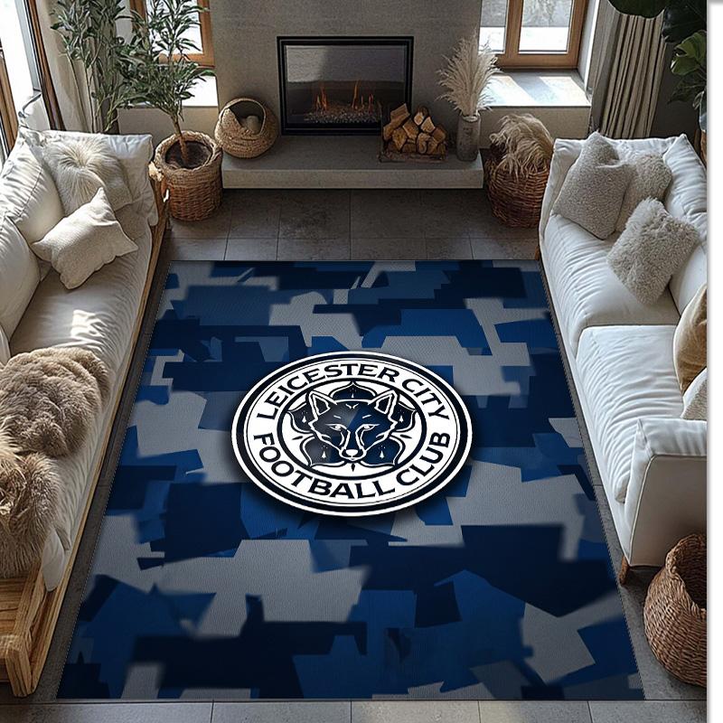 Tappeto in Velluto di Cristallo con Stampa del Leicester City Football, Comodo Assorbente d'Acqua Antiscivolo Tappeto per Pavimenti Interni